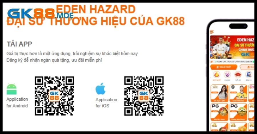 Ngoài GK88 website chính thức bạn còn có thể tải app 